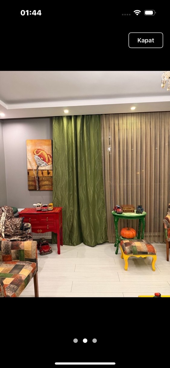 YEŞİL KETEN ÇİFT KANAT FON PERDE - Görsel 2