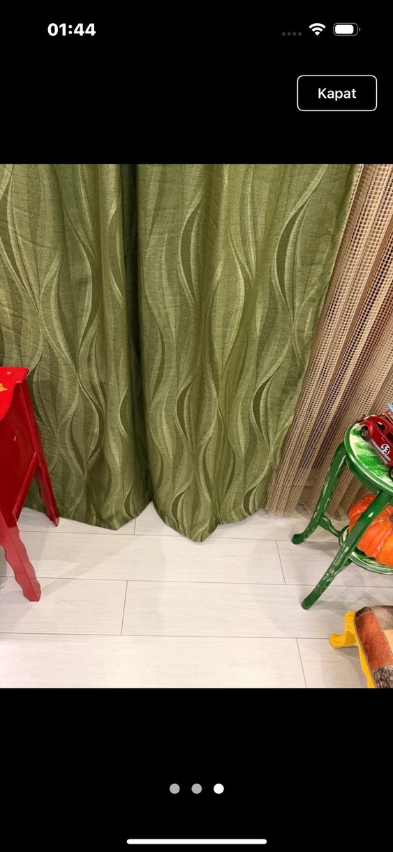 YEŞİL KETEN ÇİFT KANAT FON PERDE - Görsel 3