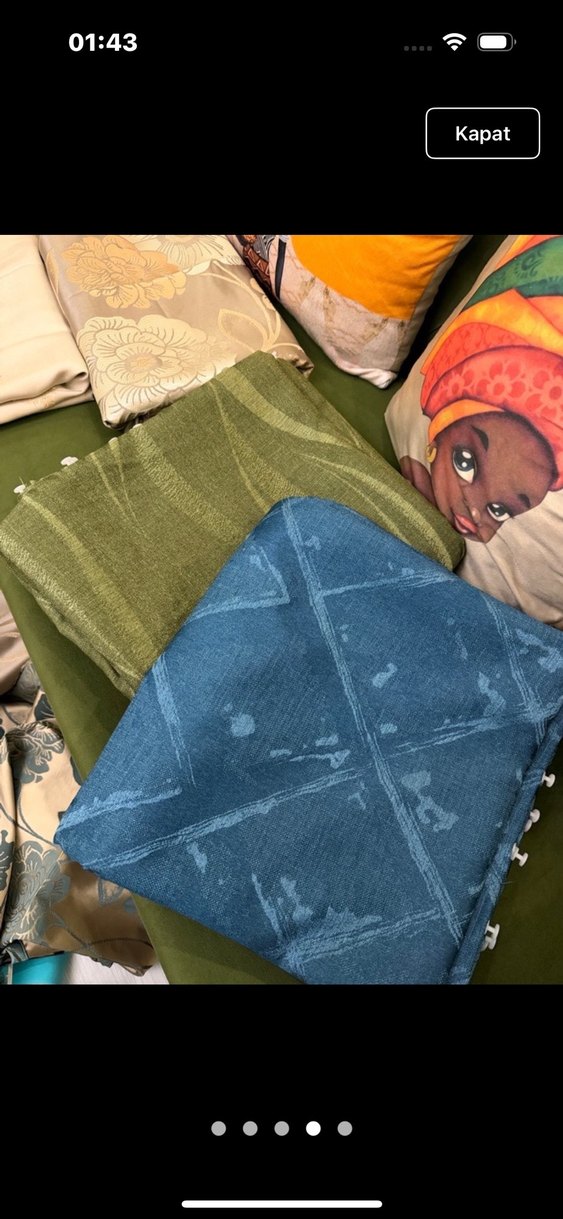 SIFIR ÇİFT KANAT MAVİ KETEN FON PERDE - Görsel 4