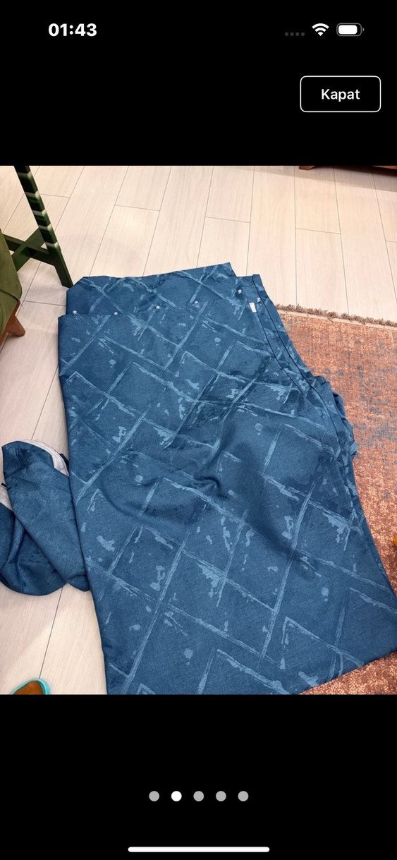 SIFIR ÇİFT KANAT MAVİ KETEN FON PERDE - Görsel 2