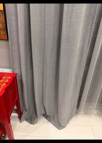 SIFIR ÇİFT KANAT GRİ KETEN FON PERDE - Görsel 3