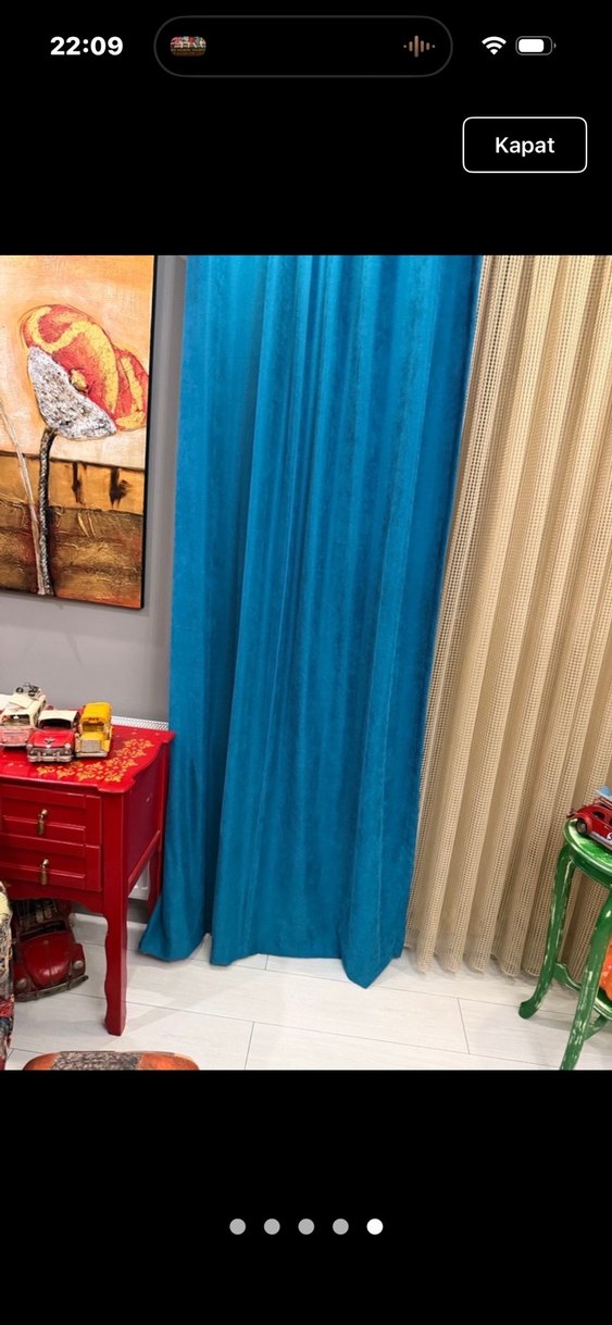 SIFIR ÇİFT KANAT MAVİ ADA FON PERDE - Görsel 4