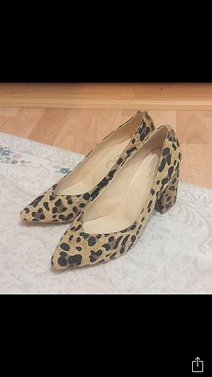 Leopar kalın topuk stiletto