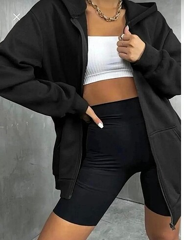 xxl Beden siyah Renk FERMUARLI KAPŞONLU ETİKETLİ BAYAN /ERKEK SWEAT
