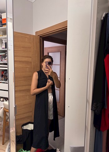 Siyah Midi Kadın Kolsuz tunik