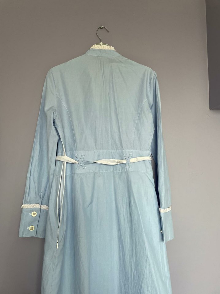 Düğmeli Mavi Vintage Armine elbise - Görsel 3