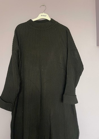 Siyah Örme Uzun Kollu Uzun Elbise - Görsel 3