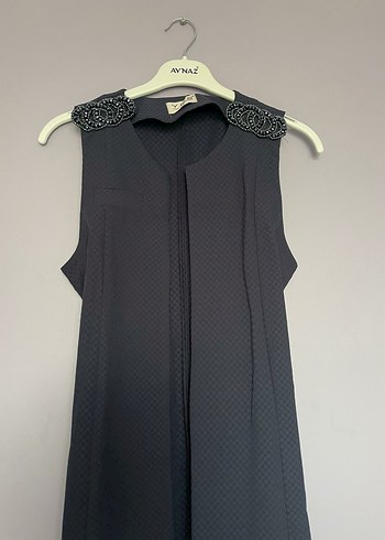 Gri Zincir Detaylı V Yaka Kadın Yelek - Görsel 3