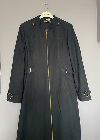 Siyah Kadın Uzun Fermuarlı Klasik Kaban - Görsel 3