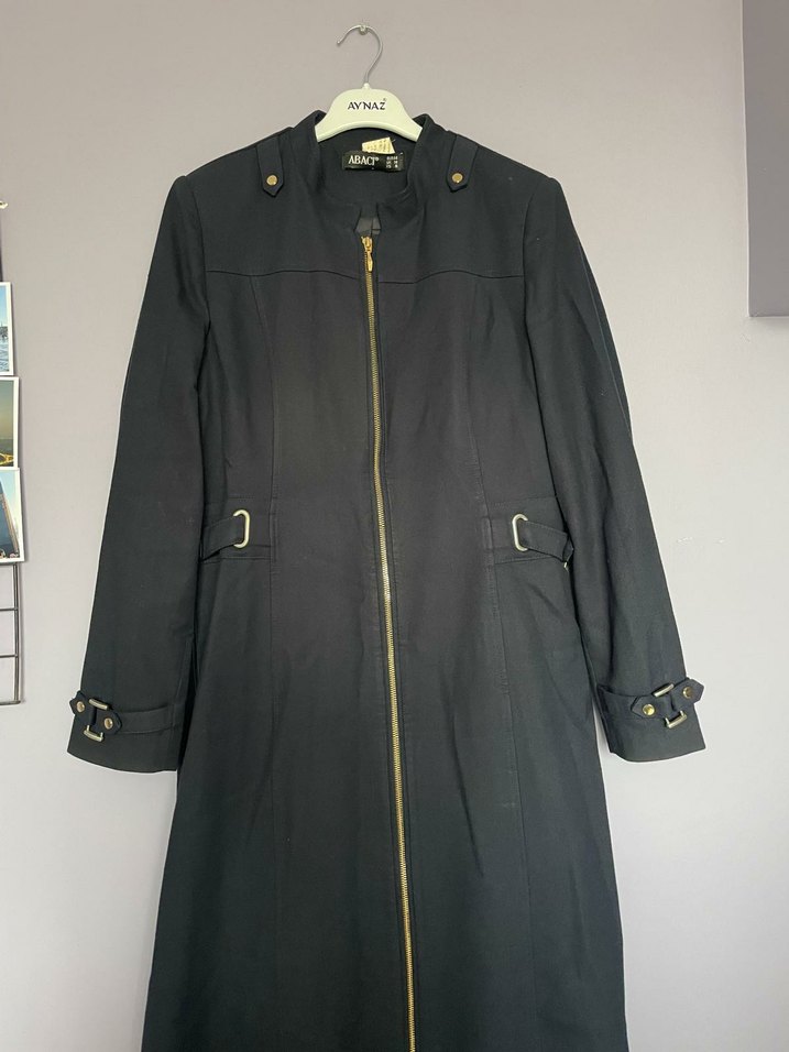 Siyah Kadın Uzun Fermuarlı Klasik Kaban - Görsel 3