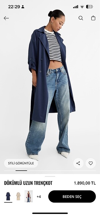 stradivarius lacivert trençkot