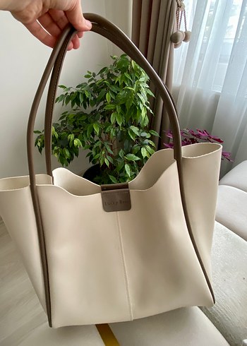Diğer Minimalist Krem Bordo Tote Canta