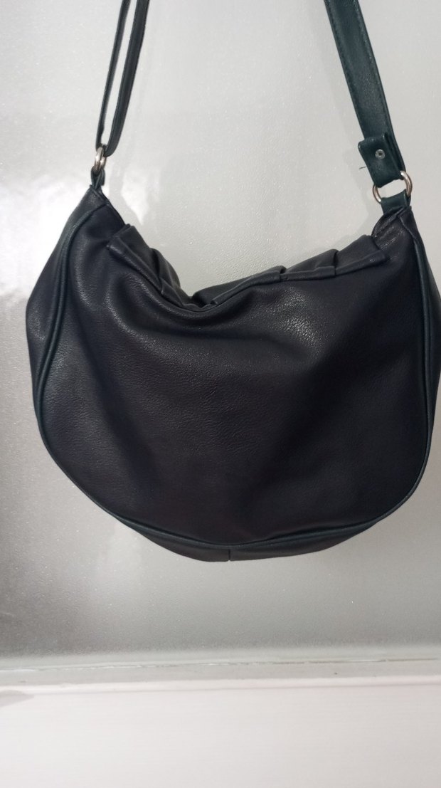 Kemer Detaylı Koyu Yeşil Deri Kadın Çanta - Görsel 2