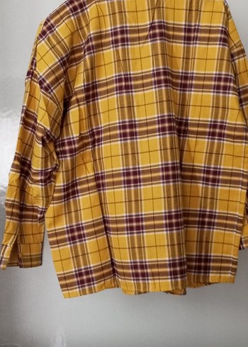 Sarı Ekose Düğmeli Kadın Gömlek - Görsel 2