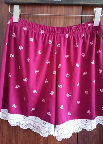 xl Beden bordo Renk Bordo Askılı Şortlu Takım