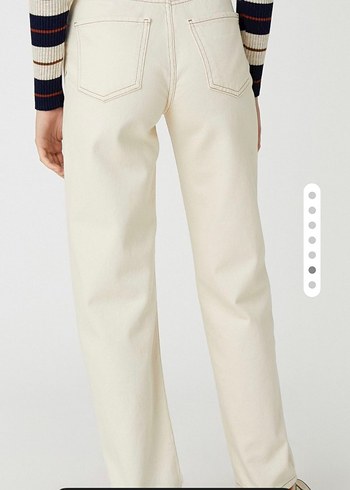 Beyaz Regular Fit Midi Kadın Kot Pantolon