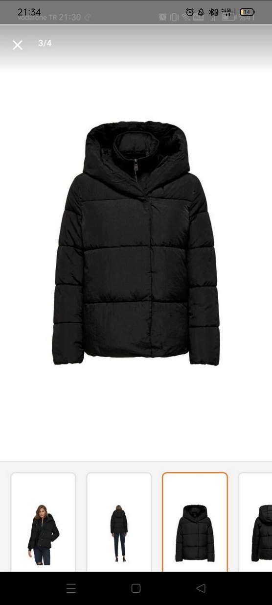 Only Siyah Kapüşonlu Kadın Puff Mont - Görsel 2