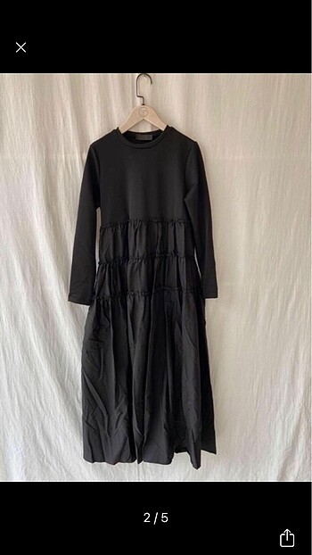 Zara poplin kumaş scuba kol uzun elbise