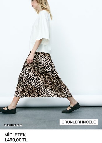 m Beden Leopar Desenli Midi Etek