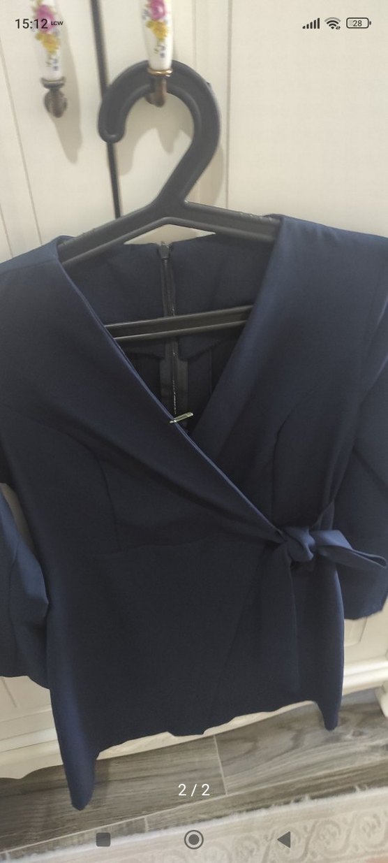 Lacivert Midi Kadın Klasik Elbise - Görsel 2