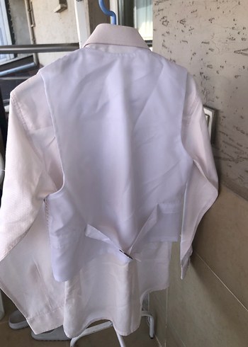 11-12 Yaş Beden beyaz Renk 12 yaş için pantalon gömlek yelek takım