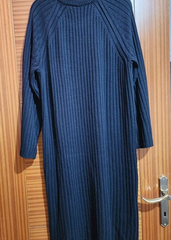 Lacivert Uzun Triko Kadın Elbise - Görsel 2