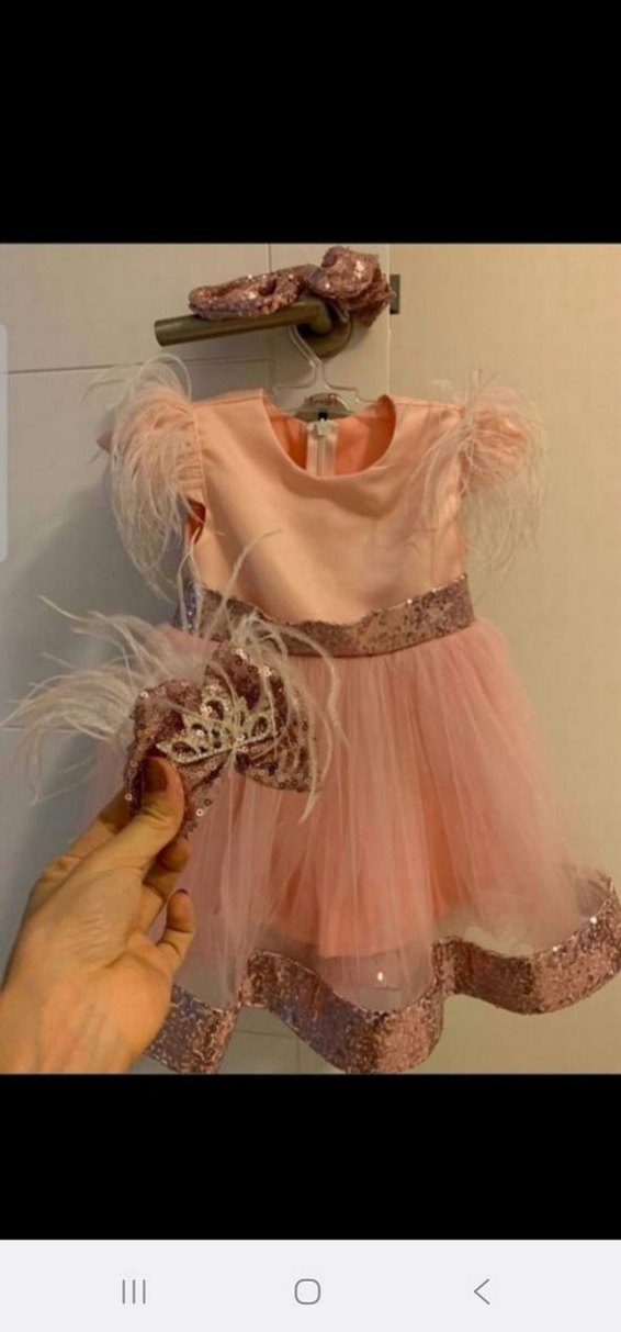 Pembe Kız Çocuk Tüllü Elbise - Görsel 2