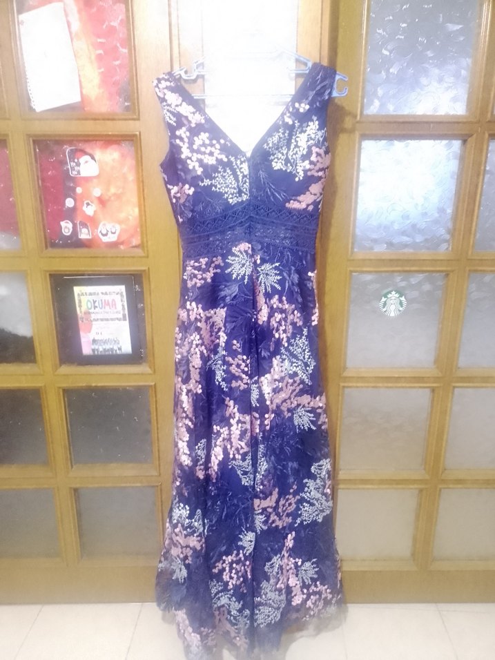 Lacivert Dantel Detaylı Uzun Bohem Elbise - Görsel 5