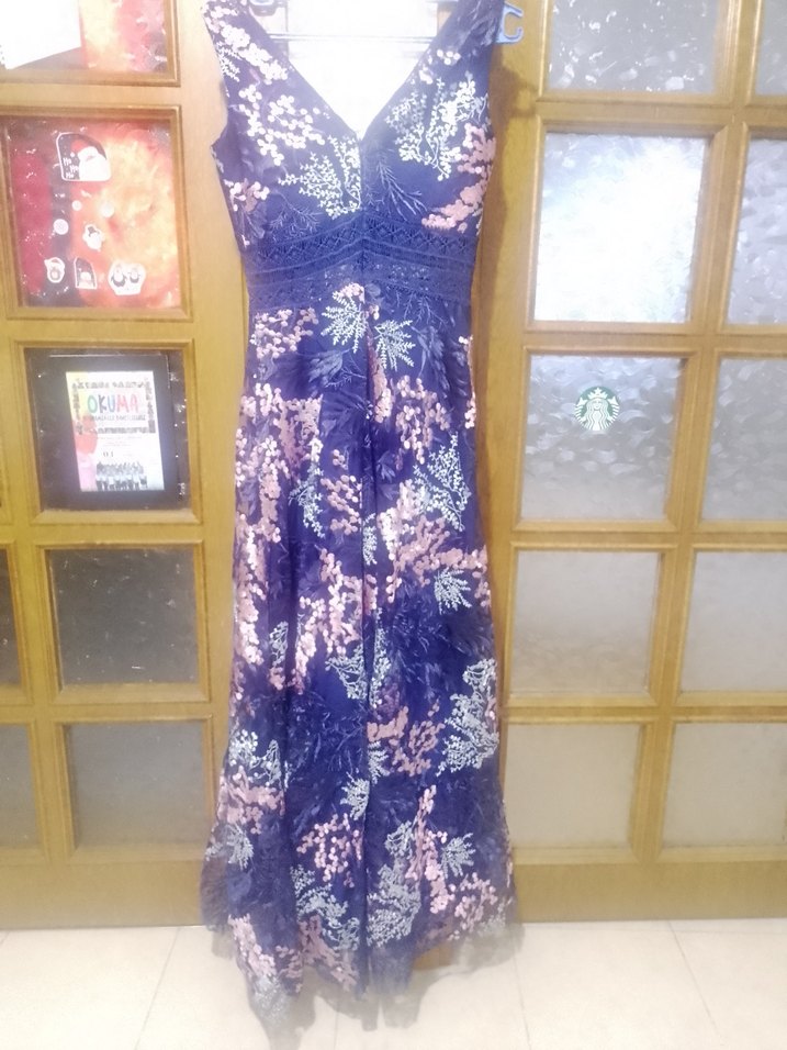 Lacivert Dantel Detaylı Uzun Bohem Elbise - Görsel 4