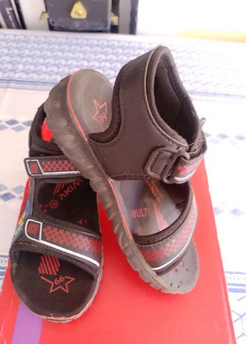 Kırmızı Baskılı Erkek Çocuk Sandalet - Görsel 5