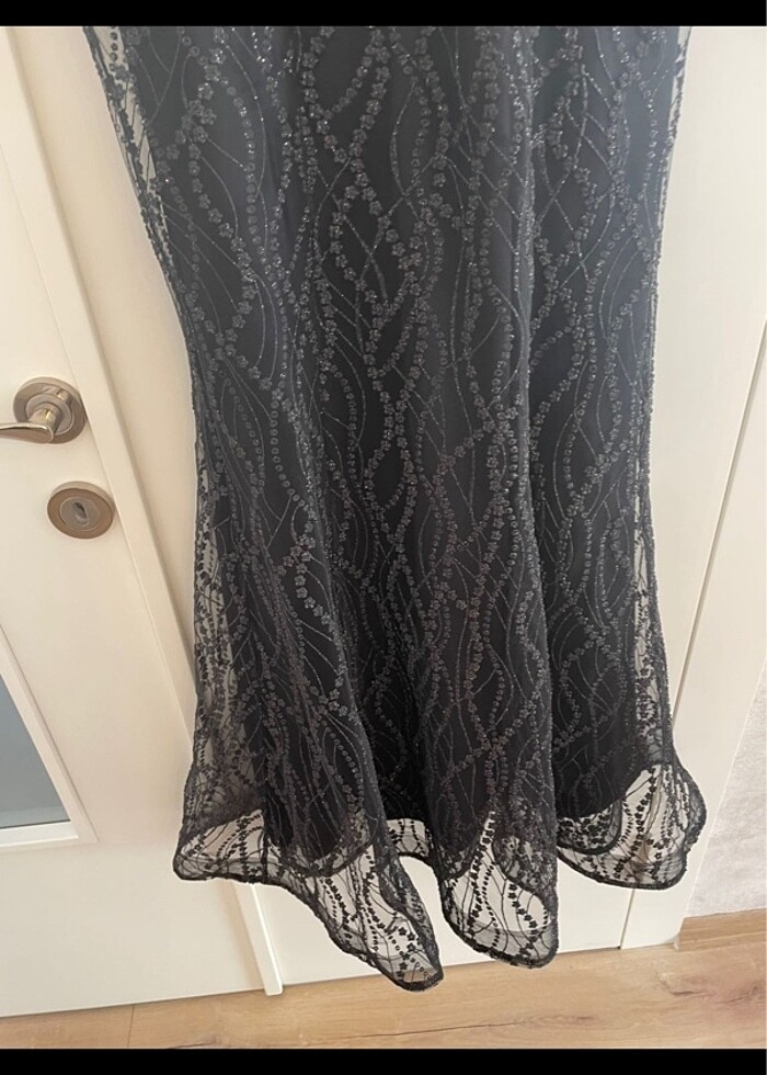 Şık simli güpürlü elbse - Görsel 4