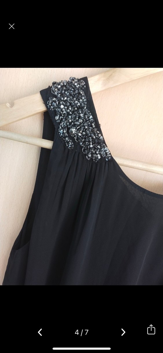 Siyah Uzun Drapeli Kolsuz Elbise - Görsel 2