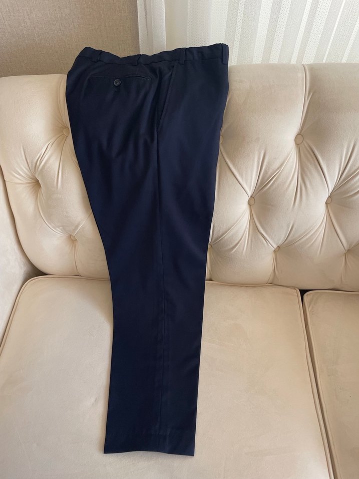 Düğmeli lacıvert Erkek Ofis Pantolonu damatlık - Görsel 2