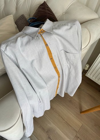 Gri Regular Fit Uzun Kollu Erkek Keten Gömlek - Görsel 4