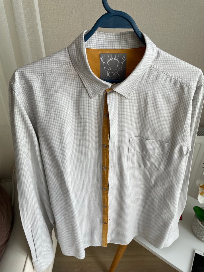 Gri Regular Fit Uzun Kollu Erkek Keten Gömlek - Görsel 3