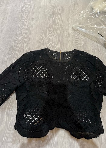Dantel Detaylı Siyah Kadın Bluz