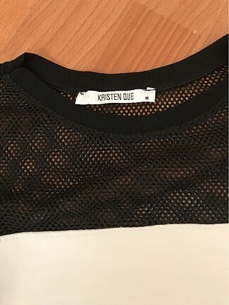 Diğer Fileli siyah beyaz swetshirt