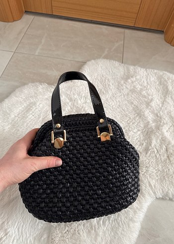 Siyah Örgü Kadın Çanta Tokalı - Görsel 2