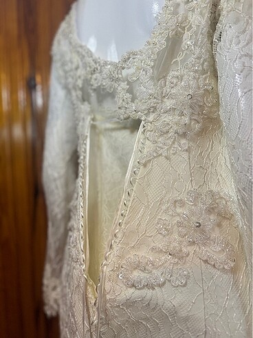 Güpür A kesim , kırık beyaz gelinlik - Görsel 13
