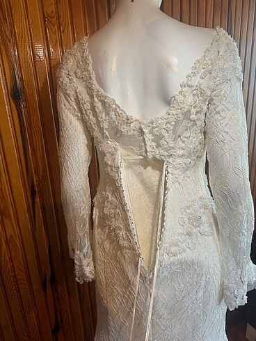 Güpür A kesim , kırık beyaz gelinlik - Görsel 8