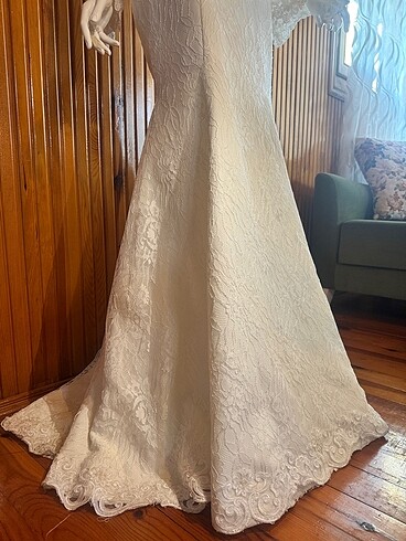 Güpür A kesim , kırık beyaz gelinlik - Görsel 9