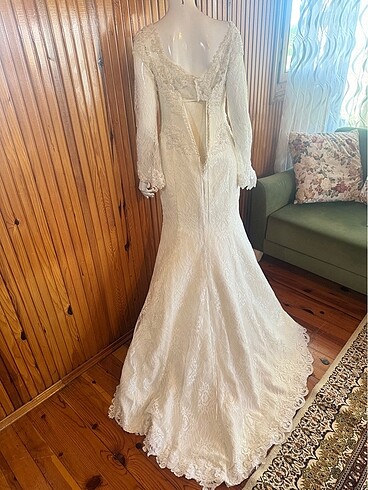 Güpür A kesim , kırık beyaz gelinlik - Görsel 14