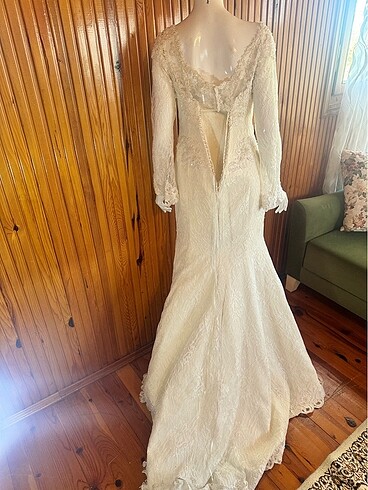 Güpür A kesim , kırık beyaz gelinlik - Görsel 15