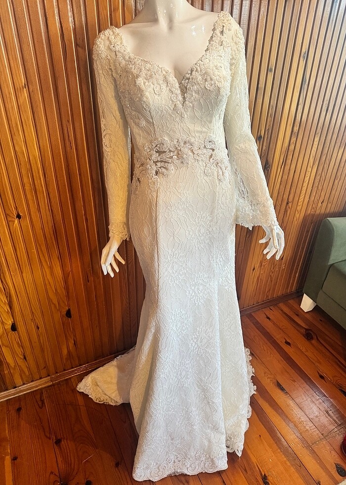 Güpür A kesim , kırık beyaz gelinlik - Görsel 2