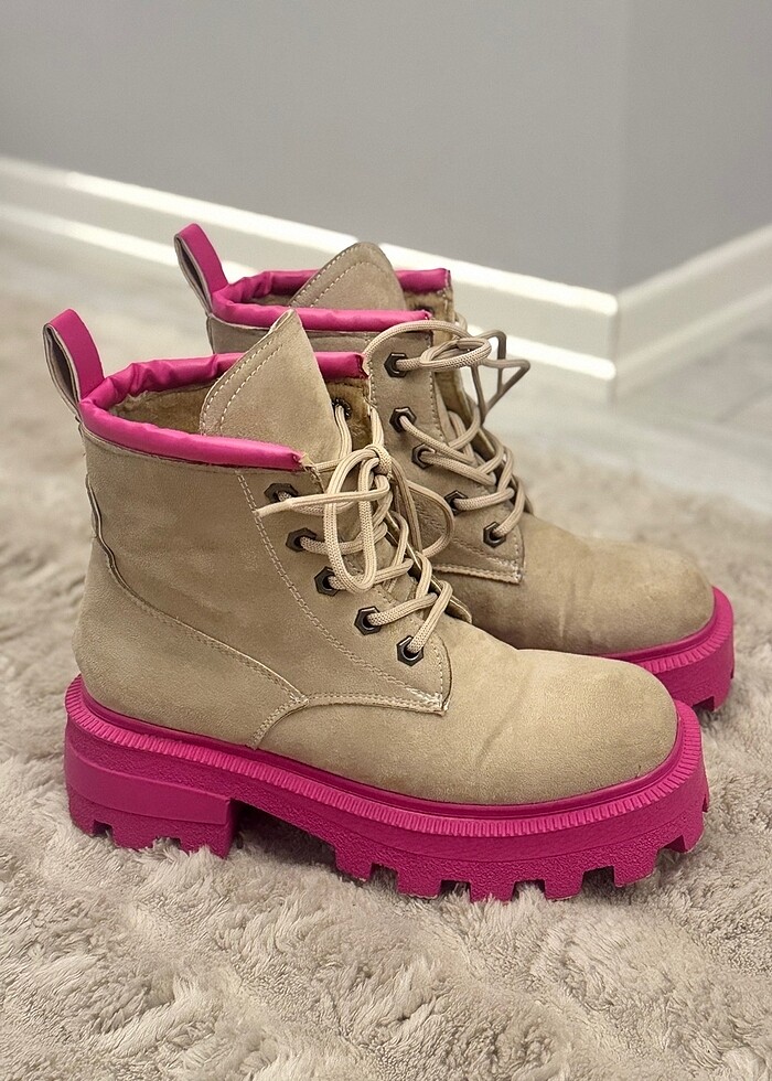 Pembe krem süet bot - Görsel 2