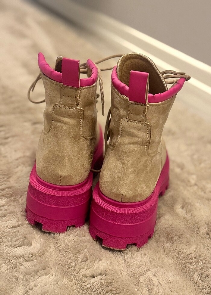 Pembe krem süet bot - Görsel 4