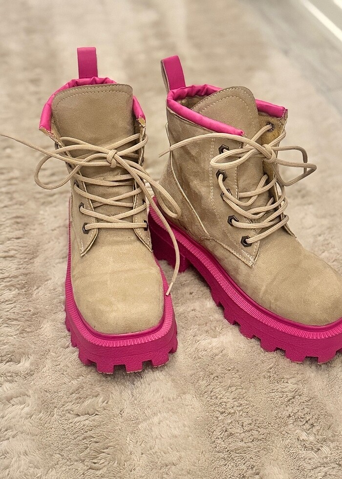 Pembe krem süet bot - Görsel 3