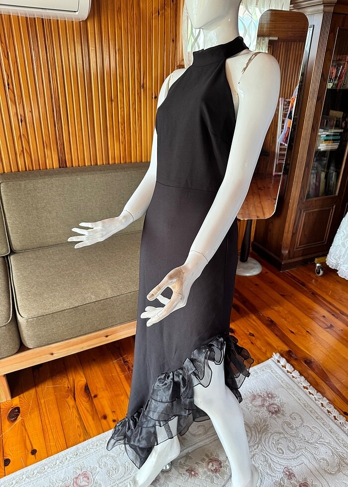 Yandan derin yırtmaçlı elbise - Görsel 4