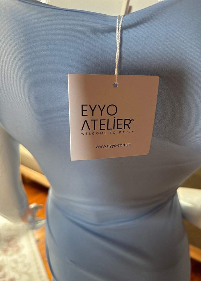 Eyyo mavi gül detaylı elbise - Görsel 4