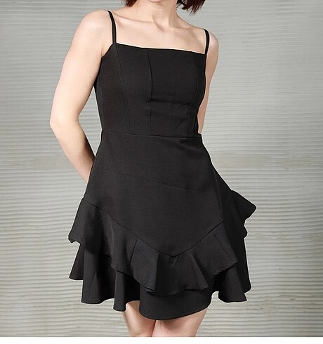 Mavi fırfırlı mini elbise - Görsel 5